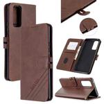 For Huawei Honor 30 Stitching Style 2-Color Cow Texture Horizontal Flip PU Leather Case with Holder & Card Slot & Lanyard(Brown)