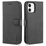 For iPhone 12 / 12 Pro AZNS Skin Feel Calf Texture Horizontal Flip Leather Case with Card Slots & Holder & Wallet(Black)