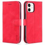 For iPhone 12 / 12 Pro AZNS Skin Feel Calf Texture Horizontal Flip Leather Case with Card Slots & Holder & Wallet(Red)