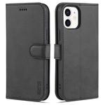 For iPhone 12 mini AZNS Skin Feel Calf Texture Horizontal Flip Leather Case with Card Slots & Holder & Wallet(Black)