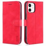 For iPhone 12 mini AZNS Skin Feel Calf Texture Horizontal Flip Leather Case with Card Slots & Holder & Wallet(Red)