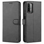 For Xiaomi Redmi Note 9 4G AZNS Skin Feel Calf Texture Horizontal Flip Leather Case with Card Slots & Holder & Wallet(Black)