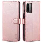 For Xiaomi Redmi Note 9 4G AZNS Skin Feel Calf Texture Horizontal Flip Leather Case with Card Slots & Holder & Wallet(Rose Gold)