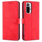 For Xiaomi Redmi Note 10 Pro Max AZNS Skin Feel Calf Texture Horizontal Flip Leather Case with Card Slots & Holder & Wallet(Red)