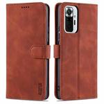 For Xiaomi Redmi Note 10 Pro Max AZNS Skin Feel Calf Texture Horizontal Flip Leather Case with Card Slots & Holder & Wallet(Brown)