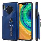 For Huawei Mate 30 Solid Color Double - Button Zipper Shockproof Protective Case(Blue)