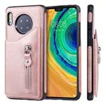 For Huawei Mate 30 Solid Color Double - Button Zipper Shockproof Protective Case(Rose Gold)