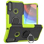 For Motorola Moto E7 Power Armor Bear Shockproof PC + TPU Protective Case with Ring Holder(Green)
