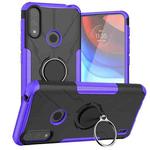 For Motorola Moto E7 Power Armor Bear Shockproof PC + TPU Protective Case with Ring Holder(Purple)