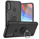 For Motorola Moto E7 Power Armor Bear Shockproof PC + TPU Protective Case with Ring Holder(Black)