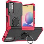 For Xiaomi Redmi Note 10 5G Armor Bear Shockproof PC + TPU Protective Case with Ring Holder(Rose Red)