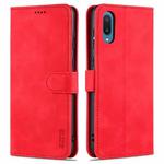 For Samsung Galaxy A02 AZNS Skin Feel Calf Texture Horizontal Flip Leather Case with Card Slots & Holder & Wallet(Red)