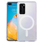 For Huawei P40 Magsafe Case Simple Magnetic Ring All-inclusive Clear Crystal Acrylic PC +TPU Shockproof Case