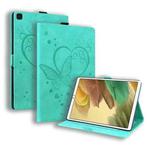 For Samsung Galaxy Tab A7 Lite T220 T225 Love Butterfly Pattern Horizontal Flip Leather Case with Holder(Green)