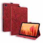 For Samsung Galaxy Tab A7 10.4 (2020) SM-T500 SM-T505 Love Butterfly Pattern Horizontal Flip Leather Case with Holder(Red)