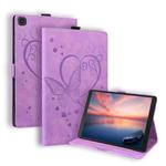 For Samsung Galaxy Tab A 8.0 (2019) SM-T290 SM-T295 Love Butterfly Pattern Horizontal Flip Leather Case with Holder(Purple)