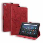 For Amazon Fire HD 8 (2015/2016/2017/2018) Love Butterfly Pattern Horizontal Flip Leather Case with Holder & Sleep / Wake-up Function(Red)