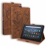 For Amazon Fire HD 10 Plus (2021) / HD 10 (2021) Love Butterfly Pattern Horizontal Flip Leather Case with Holder & Sleep / Wake-up Function(Brown)