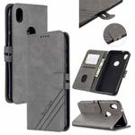 For Motorola Moto E6 Stitching Style 2-Color Cow Texture Horizontal Flip PU Leather Case with Holder & Card Slot & Lanyard(Gray)