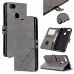 For Motorola Moto E6 Play Stitching Style 2-Color Cow Texture Horizontal Flip PU Leather Case with Holder & Card Slot & Lanyard(Gray)
