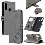For Motorola Moto E6 Plus Stitching Style 2-Color Cow Texture Horizontal Flip PU Leather Case with Holder & Card Slot & Lanyard(Gray)