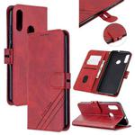 For Motorola Moto E6 Plus Stitching Style 2-Color Cow Texture Horizontal Flip PU Leather Case with Holder & Card Slot & Lanyard(Red)