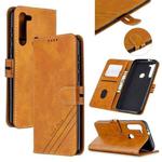 For Motorola Moto G8 Stitching Style 2-Color Cow Texture Horizontal Flip PU Leather Case with Holder & Card Slot & Lanyard(Yellow)