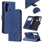 For Motorola Moto G8 Stitching Style 2-Color Cow Texture Horizontal Flip PU Leather Case with Holder & Card Slot & Lanyard(Blue)