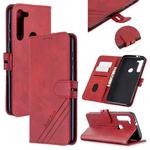 For Motorola Moto G8 Stitching Style 2-Color Cow Texture Horizontal Flip PU Leather Case with Holder & Card Slot & Lanyard(Red)