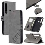 For Motorola Moto G8 Play Stitching Style 2-Color Cow Texture Horizontal Flip PU Leather Case with Holder & Card Slot & Lanyard(Gray)