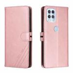 For Motorola Edge S Stitching Style 2-Color Cow Texture Horizontal Flip PU Leather Case with Holder & Card Slot & Lanyard(Rose Gold)