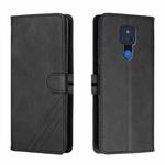 For Motorola Moto G Play 2021 Stitching Style 2-Color Cow Texture Horizontal Flip PU Leather Case with Holder & Card Slot & Lanyard(Black)