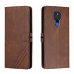 For Motorola Moto G Play 2021 Stitching Style 2-Color Cow Texture Horizontal Flip PU Leather Case with Holder & Card Slot & Lanyard(Brown)
