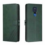 For Motorola Moto G Play 2021 Stitching Style 2-Color Cow Texture Horizontal Flip PU Leather Case with Holder & Card Slot & Lanyard(Green)