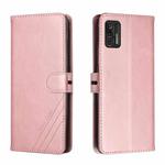 For Motorola Moto G Stylus 2021 Stitching Style 2-Color Cow Texture Horizontal Flip PU Leather Case with Holder & Card Slot & Lanyard(Rose Gold)