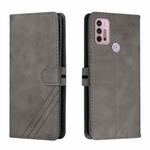 For Motorola Moto G10 / G30 Stitching Style 2-Color Cow Texture Horizontal Flip PU Leather Case with Holder & Card Slot & Lanyard(Gray)