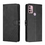 For Motorola Moto G10 / G30 Stitching Style 2-Color Cow Texture Horizontal Flip PU Leather Case with Holder & Card Slot & Lanyard(Black)