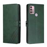 For Motorola Moto G10 / G30 Stitching Style 2-Color Cow Texture Horizontal Flip PU Leather Case with Holder & Card Slot & Lanyard(Green)