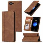 Skin Feel Pressure Line Magnetic Horizontal Flip Leather Case with Holder & Card Slot & Wallet & Photo Frame For iPhone 7 Plus / 8 Plus(Brown)