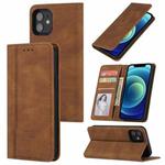 For iPhone 11 Pro Skin Feel Pressure Line Magnetic Horizontal Flip Leather Case with Holder & Card Slot & Wallet & Photo Frame (Brown)