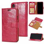 For iPhone X / XS Crazy Horse Texture Detachable Magnetic Back Cover Horizontal Flip Leather Case with Holder & Card Slots & Photo Frame & Wallet(Red)