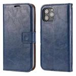 For iPhone 12 / 12 Pro Crazy Horse Texture Detachable Magnetic Back Cover Horizontal Flip Leather Case with Holder & Card Slots & Photo Frame & Wallet(Blue)