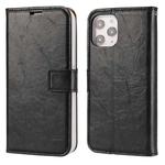 For iPhone 12 Pro Max Crazy Horse Texture Detachable Magnetic Back Cover Horizontal Flip Leather Case with Holder & Card Slots & Photo Frame & Wallet(Black)