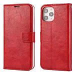 For iPhone 12 Pro Max Crazy Horse Texture Detachable Magnetic Back Cover Horizontal Flip Leather Case with Holder & Card Slots & Photo Frame & Wallet(Red)