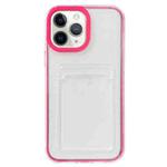 For iPhone 11 Pro Max Full-coverage 360 Clear PC + TPU Shockproof Protective Case with Card Slot (Rose Red)