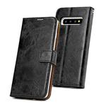 For Samsung Galaxy S10 Crazy Horse Texture Detachable Magnetic Back Cover Horizontal Flip Leather Case with Holder & Card Slots & Photo Frame & Wallet(Black)