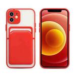 Skin Feel TPU + Frosted Translucent PC Shockproof Protective Case with Card Slot For iPhone 12(Red)