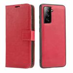 For Samsung Galaxy S21 Ultra 5G Crazy Horse Texture Detachable Magnetic Back Cover Horizontal Flip Leather Case with Holder & Card Slots & Photo Frame & Wallet(Red)