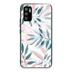 For Xiaomi Redmi Note 10 5G Colorful Painted Glass Shockproof Protective Case(Leaves)