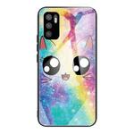 For Xiaomi Redmi Note 10 5G Colorful Painted Glass Shockproof Protective Case(Big Eyes Animal)
